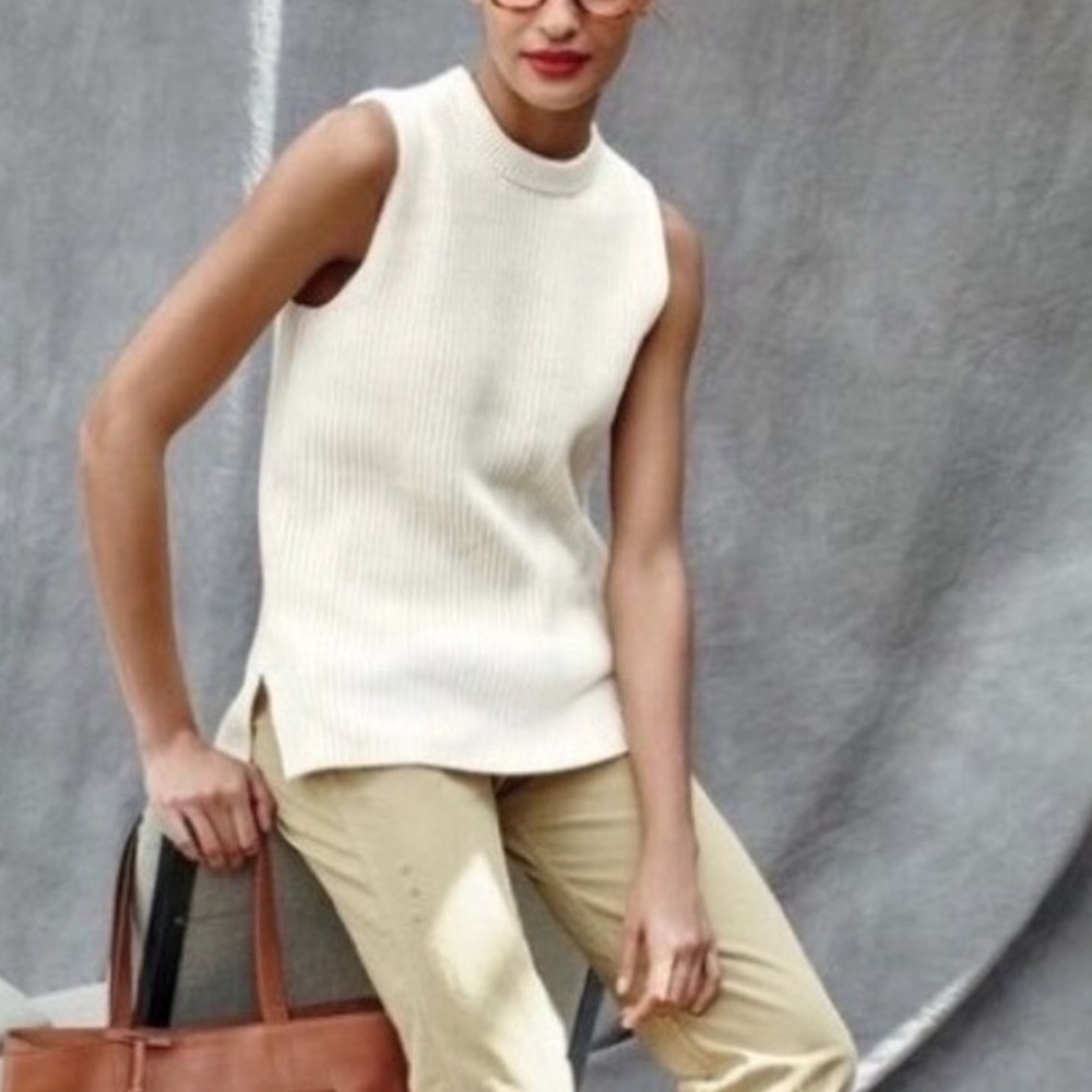 JCrew Cotton Wool Blend Mock Neck Sweater Knit Tank Top - Size XS